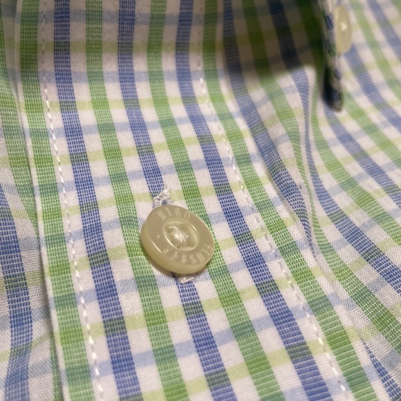 Men’s Alan Flusser small plaid green and blue button down, Size XL, Lightweight - Picture 10 of 17